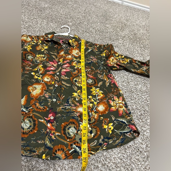 Talbots Women floral button Up Top Size XL Petite Long Sleeve Office Career Fall - Picture 12 of 12